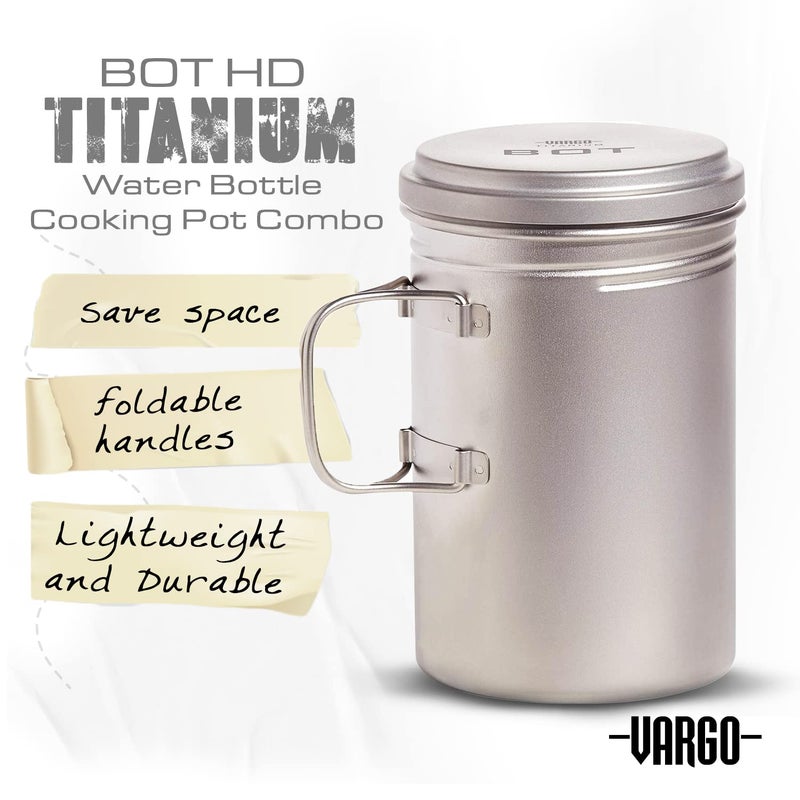 Vargo Titanium BOT Series | BOT-HD Bottle Pot â€“ 1 Liter (34 oz.) Ultralight Water Bottle Cooking Pot Weighs 153 grams (5.4 oz.) | Backpacking Camping - Image 2